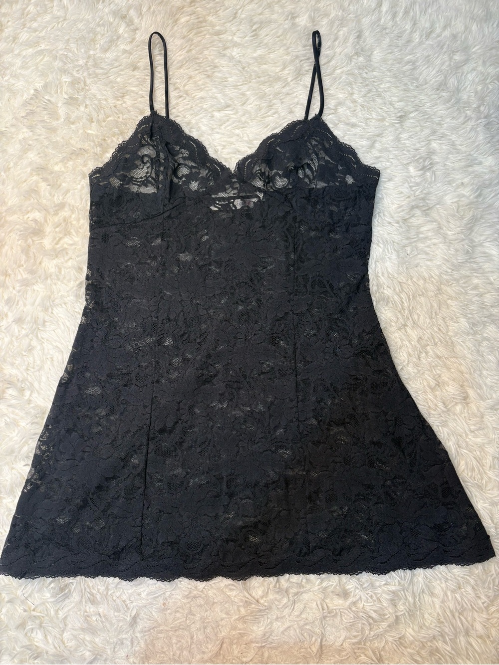 Vintage Victoria’s Secret Pink Heart Label Black Lace Babydoll Chemise, Medium